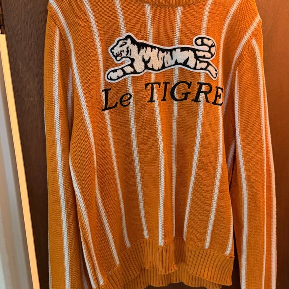 Orange and White Striped Le Tigre Crewneck Sweater SZ: XL Fits like an L - Picture 2 of 4